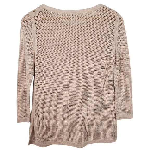 Talbots Beige Knit Sweater. Cotton Mesh Like Tunic. SM. A006 - Picture 4 of 8